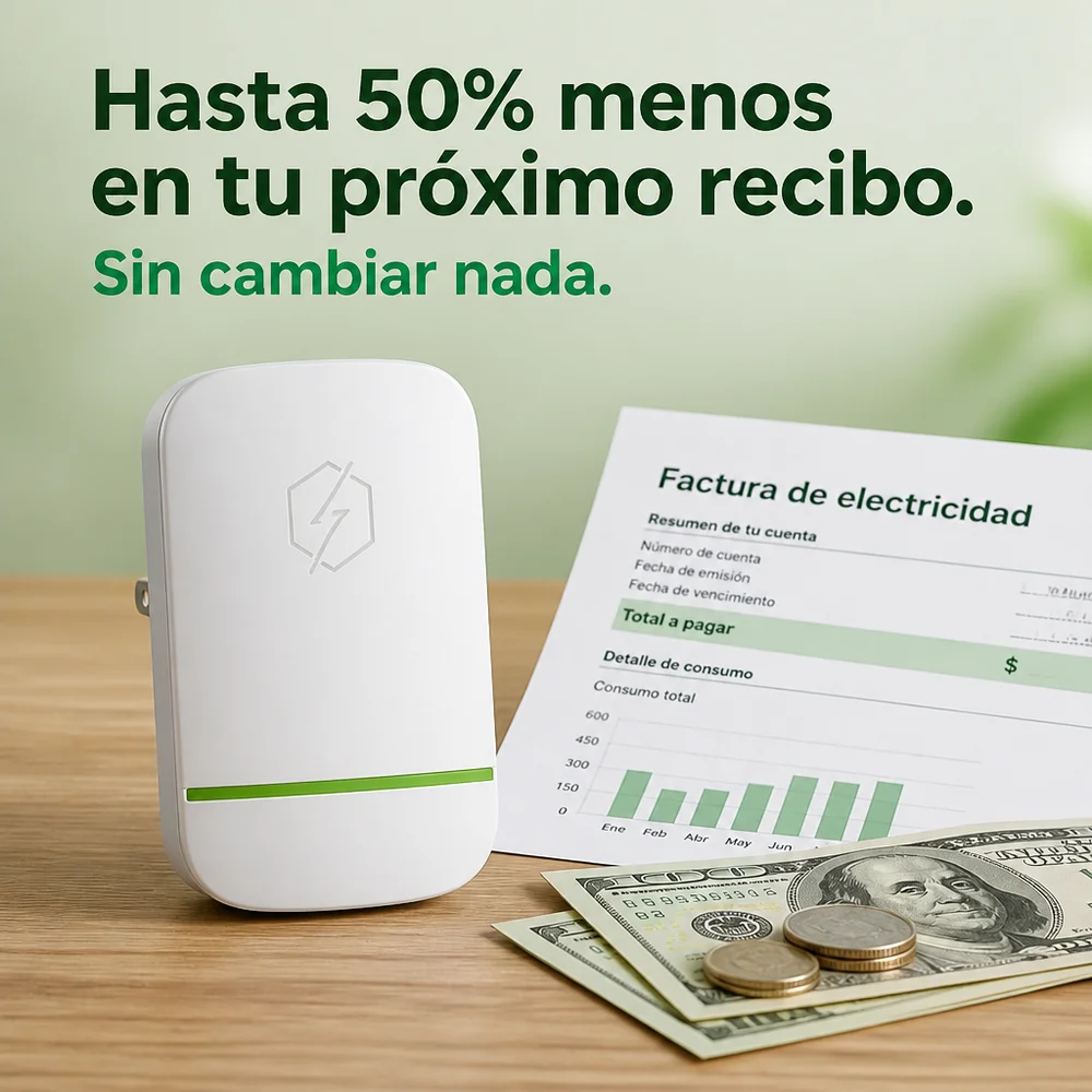AhorraLuz conectado en la cochera junto al cargador del carro